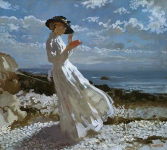 Sir_William_Orpen_-_Grace_reading_at_Howth_Bay